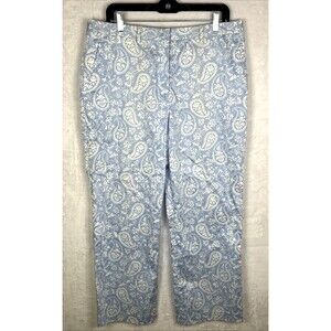 Brooks Brothers Women's Pants Paisley Floral Print Blue White Size 14
